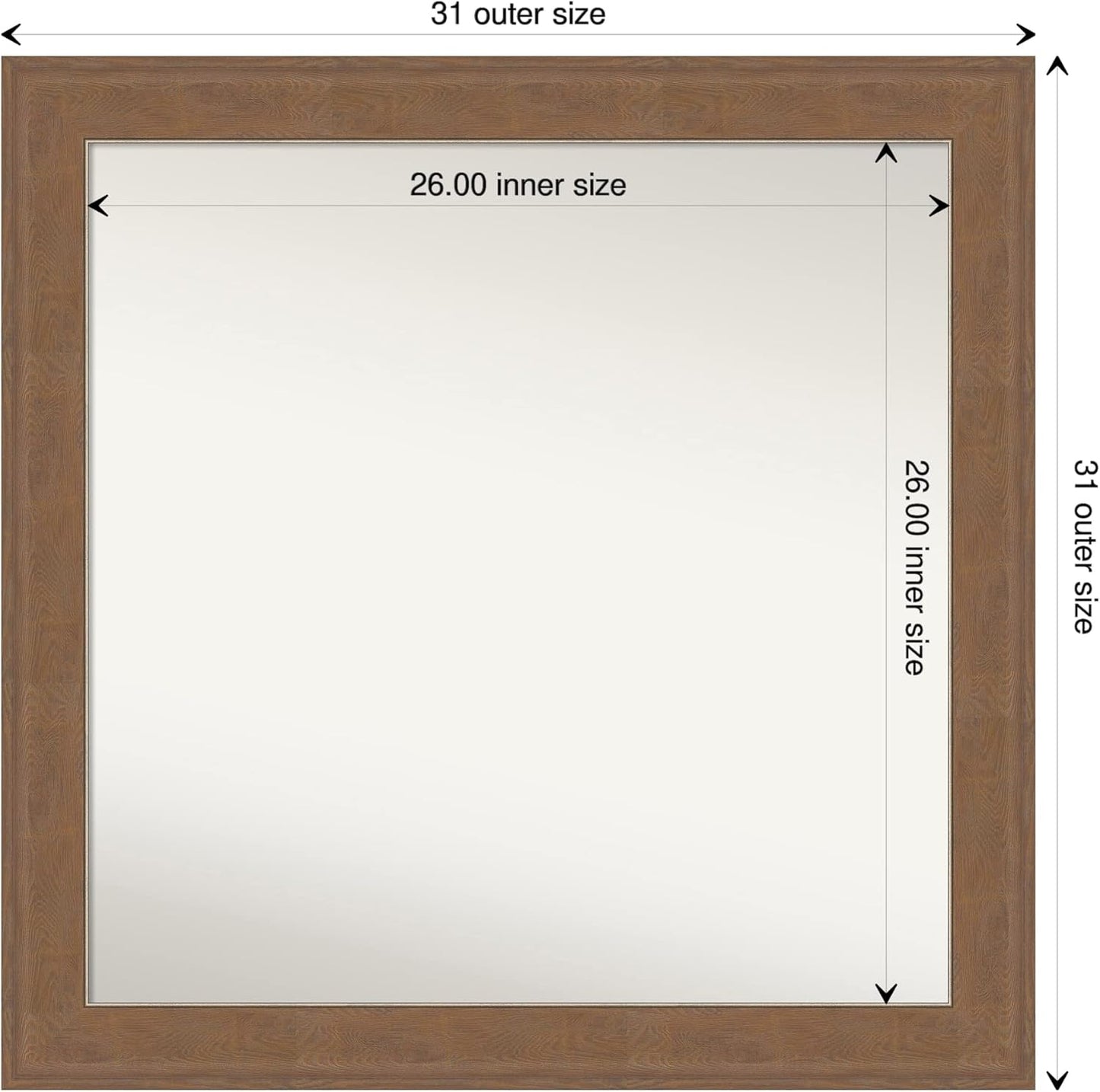 Amanti Art Grey Bathroom Mirror for Over Sink, 31x31 Alta Brown Grey Square Vanity Mirror, Large Country Rustic Frame, Hangs Horizonally and Vertically, Bathroom Wall Decor, Non-Beveled Edge