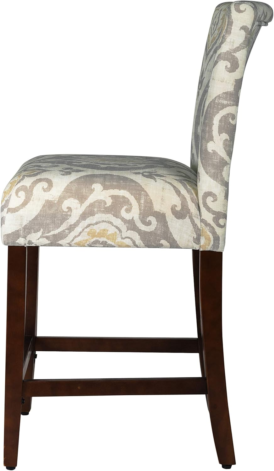 HomePop Upholstered Counter Height Barstool, 24-Inch, Suri Cream Damask