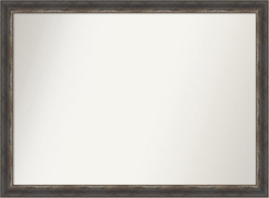 Amanti Art Brown Bathroom Mirror for Over Sink, 32x43 Bark Rustic Char Rectangle Vanity Mirror, X-Large Country Rustic Frame, Hangs Horizonally and Vertically, Bathroom Wall Decor, Non-Beveled Edge