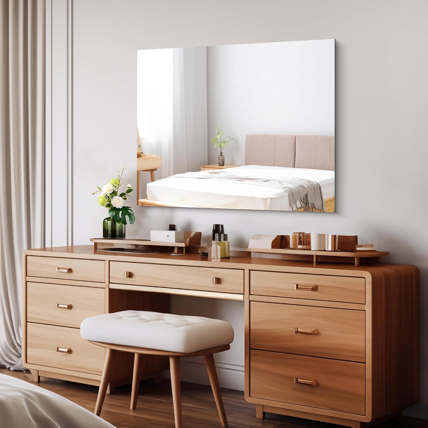 Frameless Mirror, 30x36 inch Rectangle Bathroom Mirror for Wall, Upgraded Shatterproof Vanity Mirror with Polished Edge for Bathroom,Bedroom,Living Room and Entryway