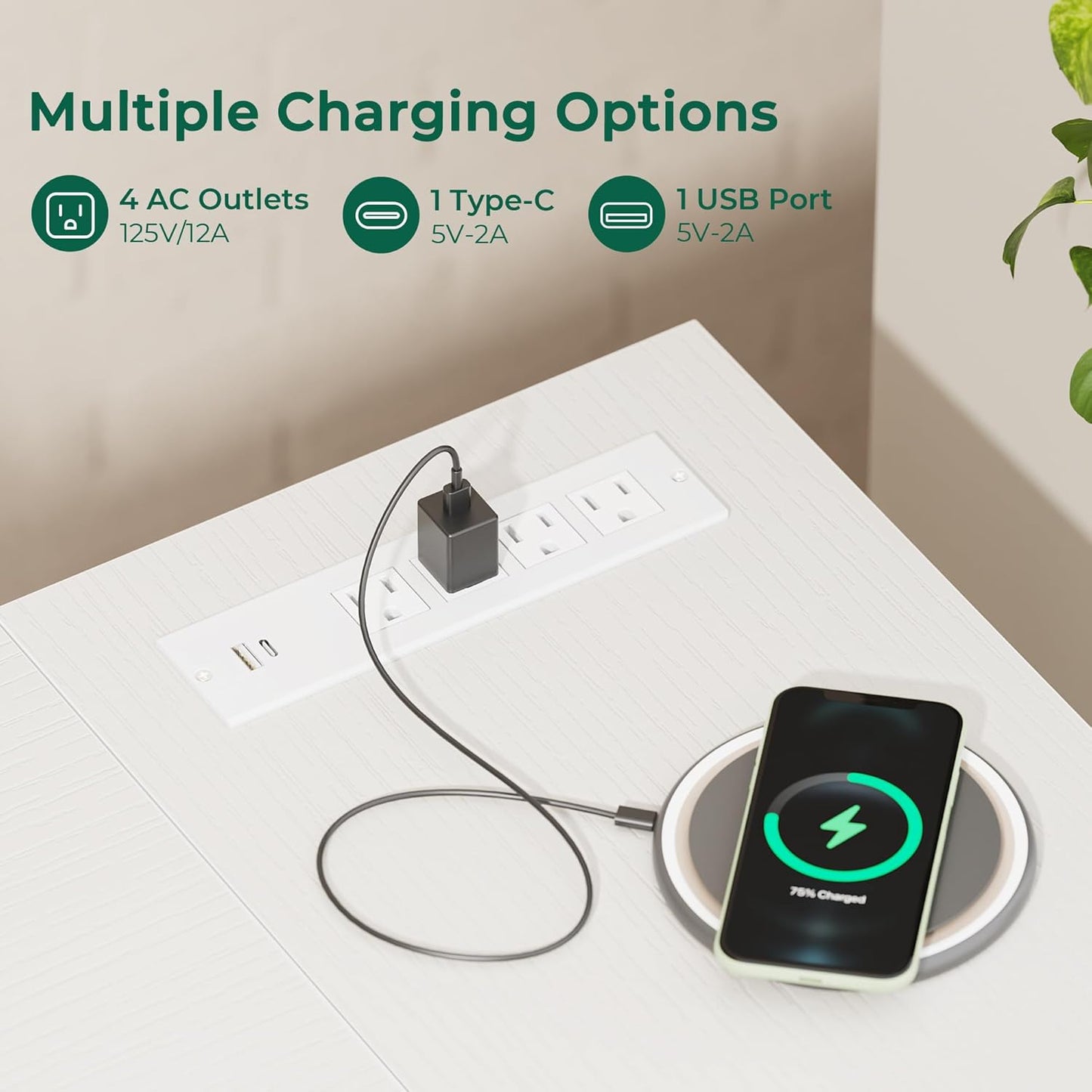 Huuger L Shaped Office Desk with Power Outlets, 55 Inch Computer Desk with 3 Drawers, Shelves, Reverisble for Gaming Corner Work Home Office Study, White