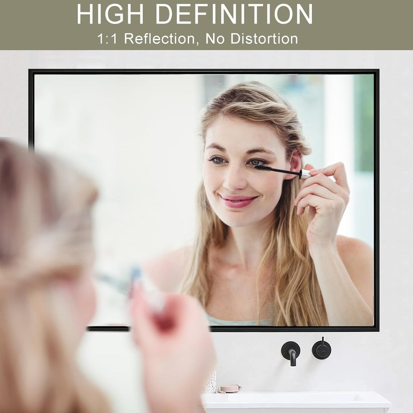 Black Bathroom Mirror 30x40, Rectangle Wall Mirror 30 x 40 inch, Metal Frame Mirror 40x30, Large Vanity Mirror 30 by 40, Modern Wall Mounted Mirrors, Hung in Horizontal or Vertical