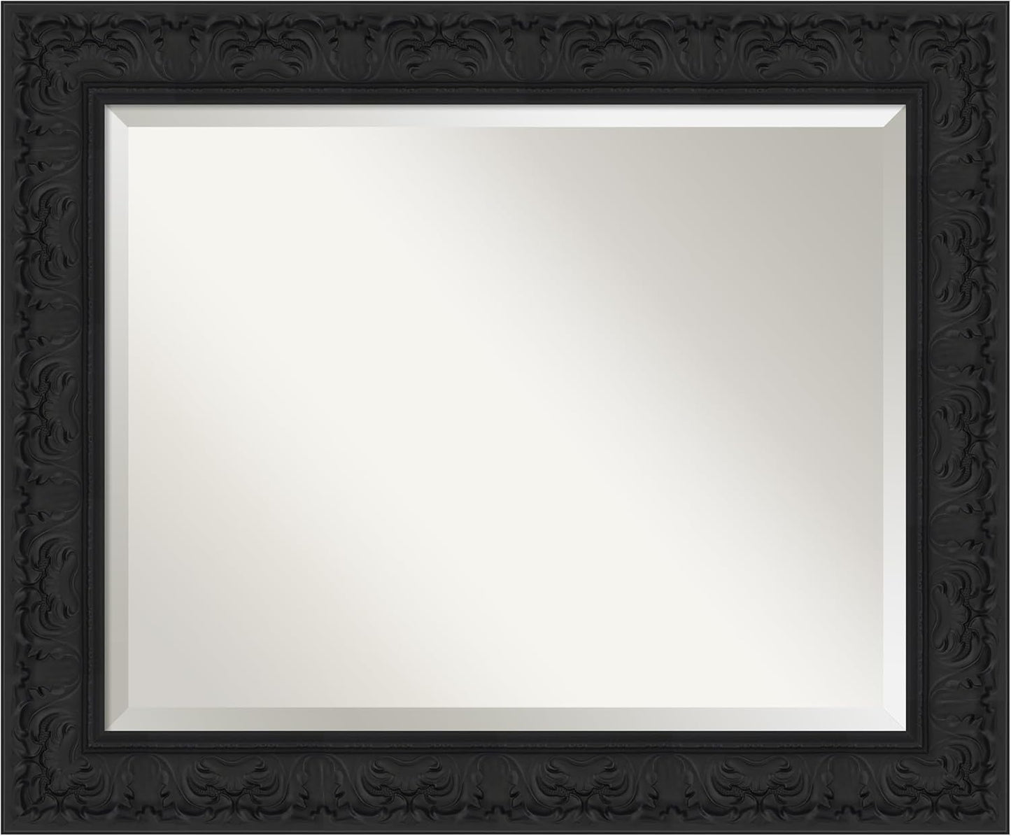 Amanti Art Black Bathroom Mirror for Over Sink, 29x35 Luxe Black Rectangle Vanity Mirror, Large Traditional Frame, Hangs Horizonally and Vertically, Bathroom Wall Decor, Beveled Edge