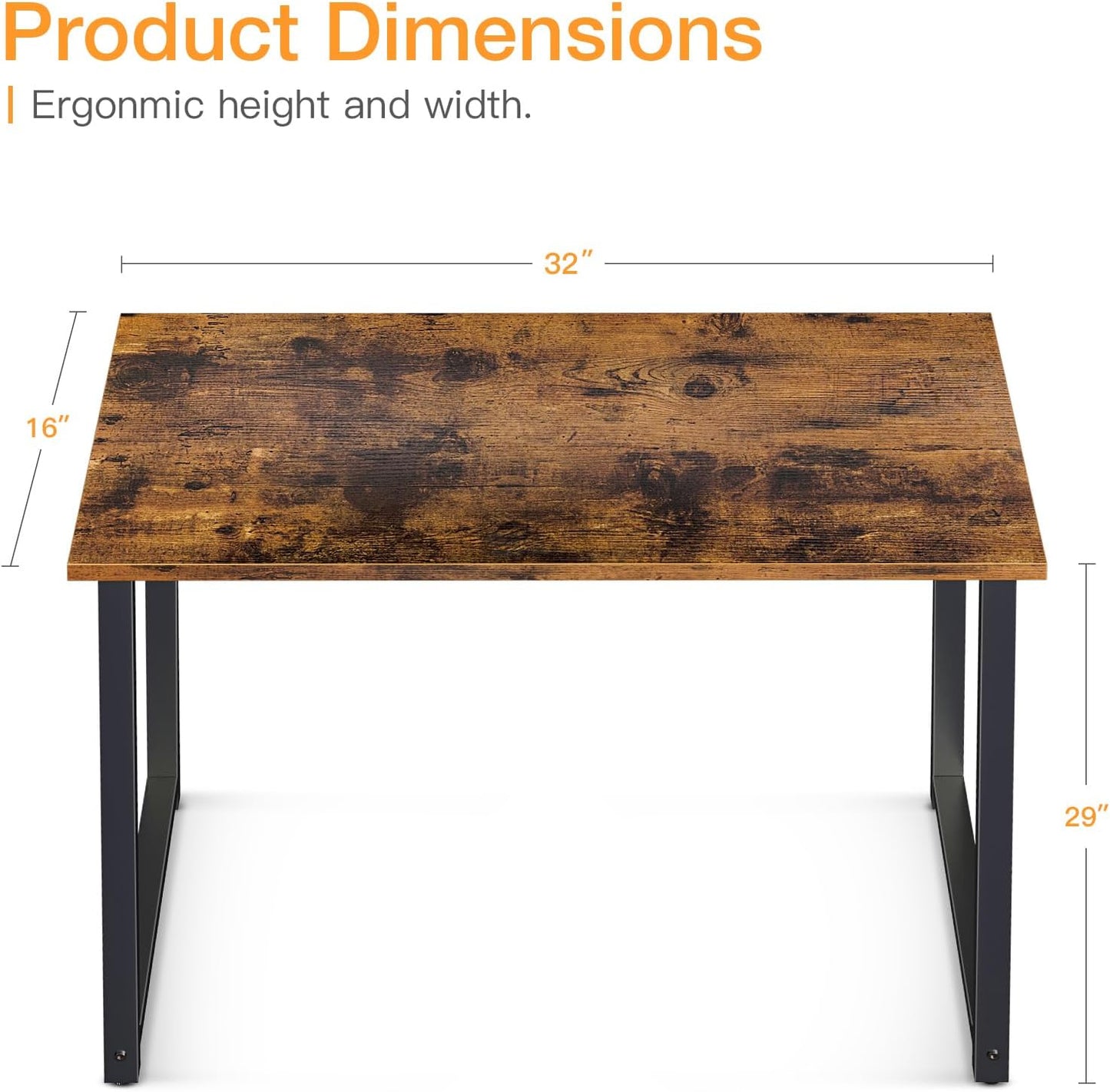 Coleshome 32 Inch Computer Desk, Modern Simple Style Desk for Home Office, Study Student Writing Desk, Vintage