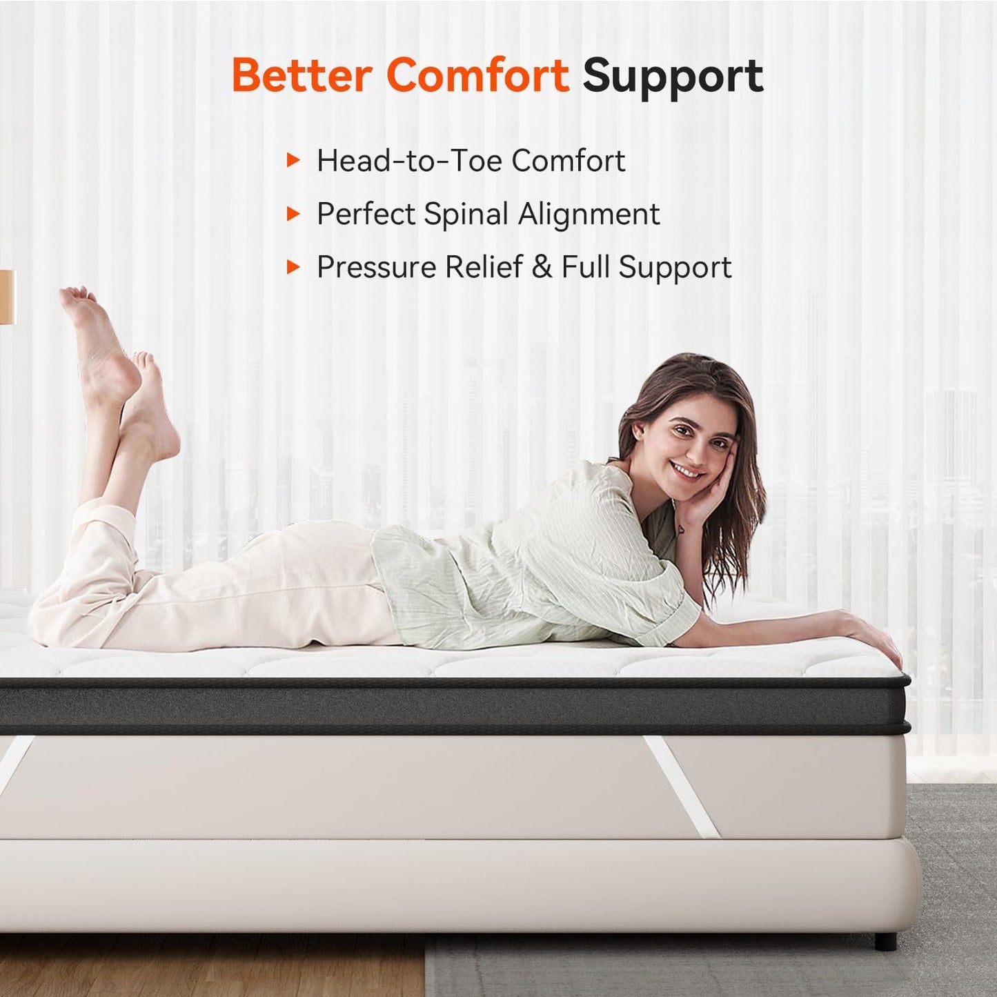 ELEMUSE 3 Inch Twin Memory Foam Mattress Topper, High Density Gel Foam Bed Toppers with Cooling Pillowtop for Back Pain Relief, Medium Firm Mattress Pad for Comfort Body Support