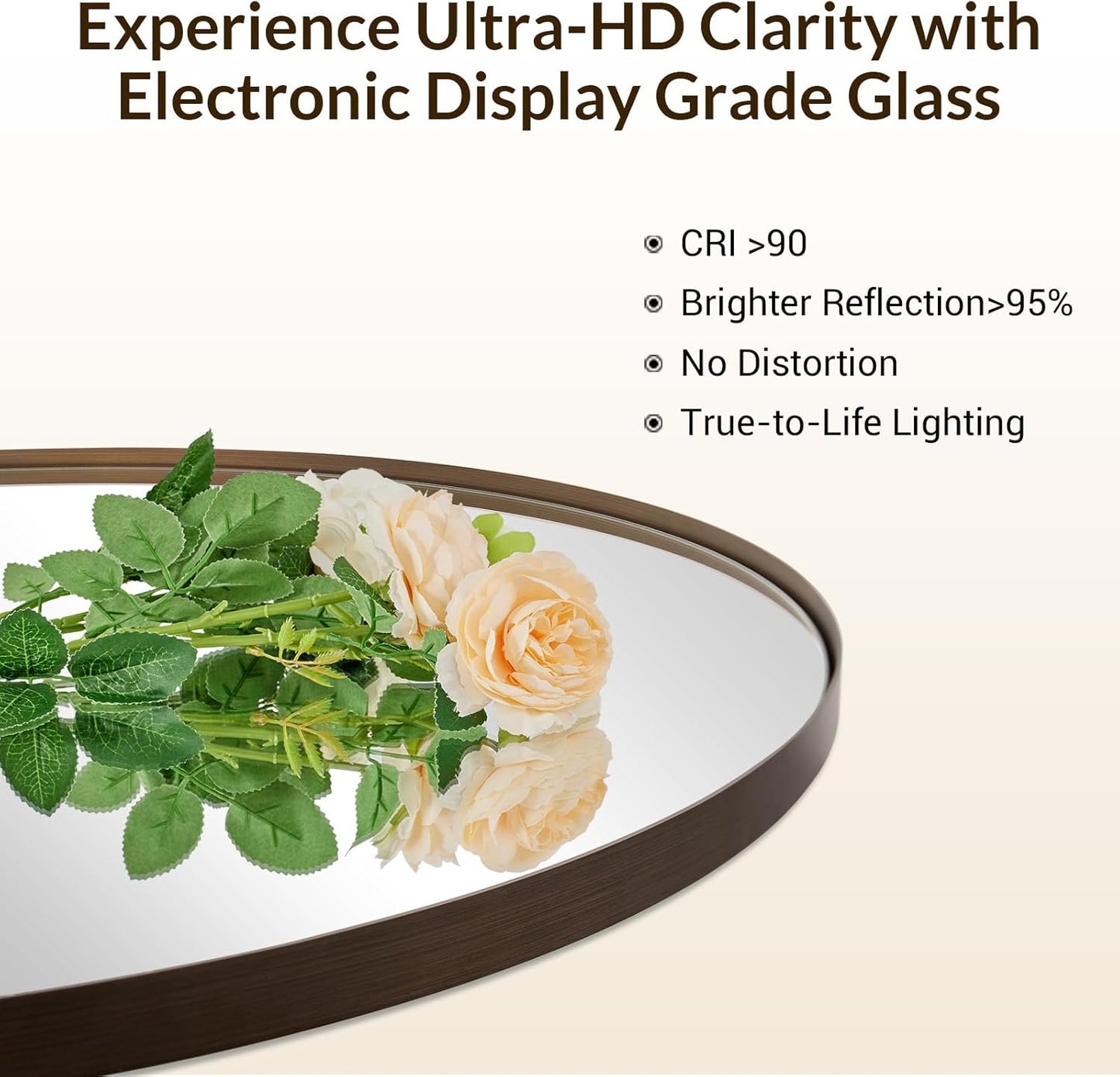 ANDY STAR Bronze Bathroom Mirror, 24x36 Brushed Bronze Oval Mirror, Oval Wall Mirror, Oval Vanity Mirror Metal Frame Deep 1’’ for Bathroom, Bedroom, Living Room, Entryway, Hang Vertical or Horizontal