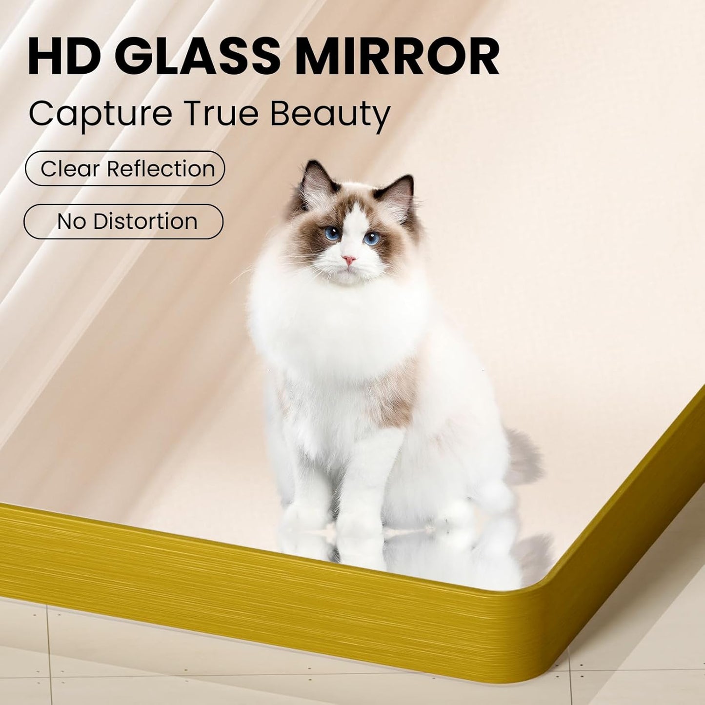 Gold Bathroom Mirror, 20x30 Inch Brushed Gold Metal Frame Mirror for Wall, Rounded Rectangle Bathroom Vanity Mirror, Tempered Glass, Anti-Rust, Horizontal/Vertical