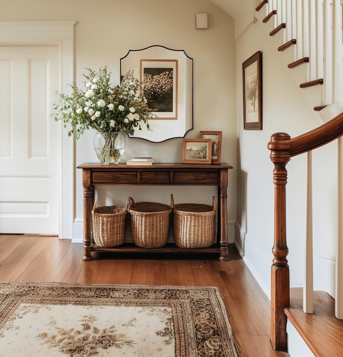 ANDY STAR Black Bathroom Vanity Mirror, 22x30 Irregular Wall Mirror, Scalloped Wall Mirror in Stainless Steel Metal Frame, Asymmetrical Mirror for Bathroom, Bedroom, Living Room, Mantel