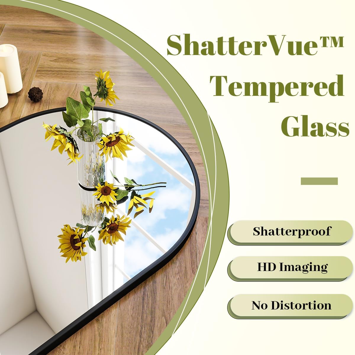 BEAUTYPEAK 24"x36" Arch Bathroom Mirror, Wall Mounted Vanity Metal Frame Mirror for Bedroom, Entryway, Living Room, Black