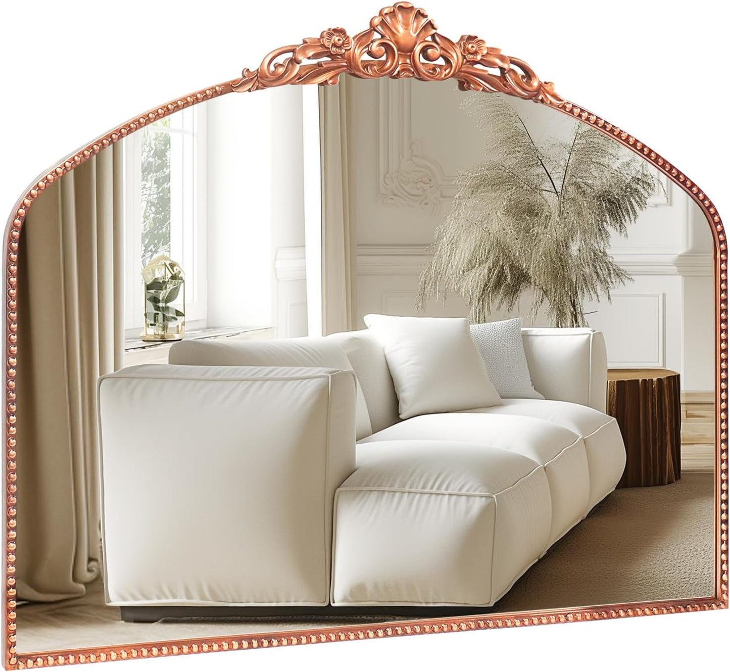 G-LEAF Vintage Baroque Mirror 40"X30",Victorian Antique Farmhouse Mirror for Fireplace Living Room