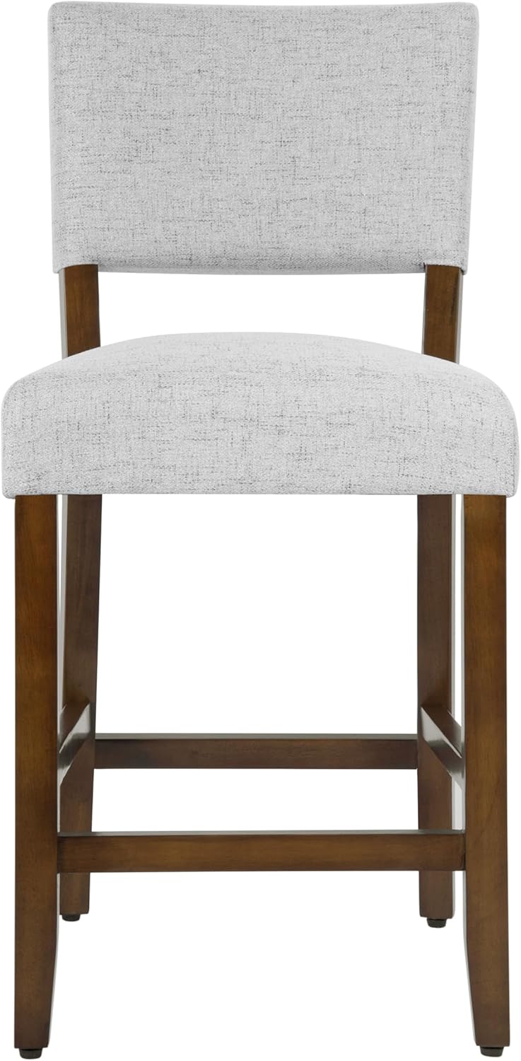 HomePop 24" Open Back Counter Stool Home Décor|Fabric Chairs for Dining Room, Kitchen and Living Room - Gray Woven(Single Pack)