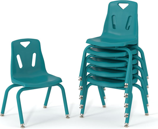 Berries Jonti-Craft 8122JC6005 Stacking Chairs with Powder-Coated Legs, 12" Height, Teal, Pack of 6