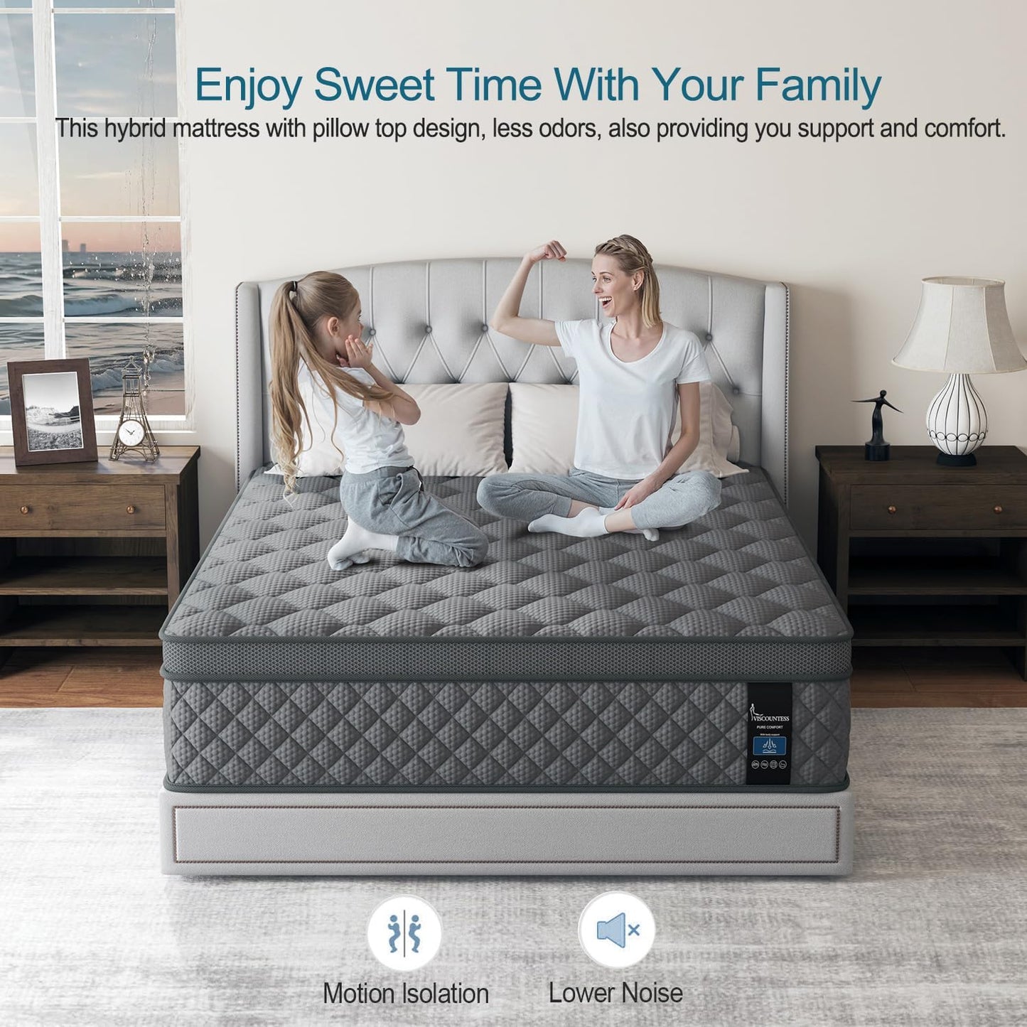 Twin Hybrid Mattress, 10 Inch Medium Mattress Euro Top for Back & Lumbar Support, Individual Pocket Spring Bed for Motion Isolation & Pressure Relief