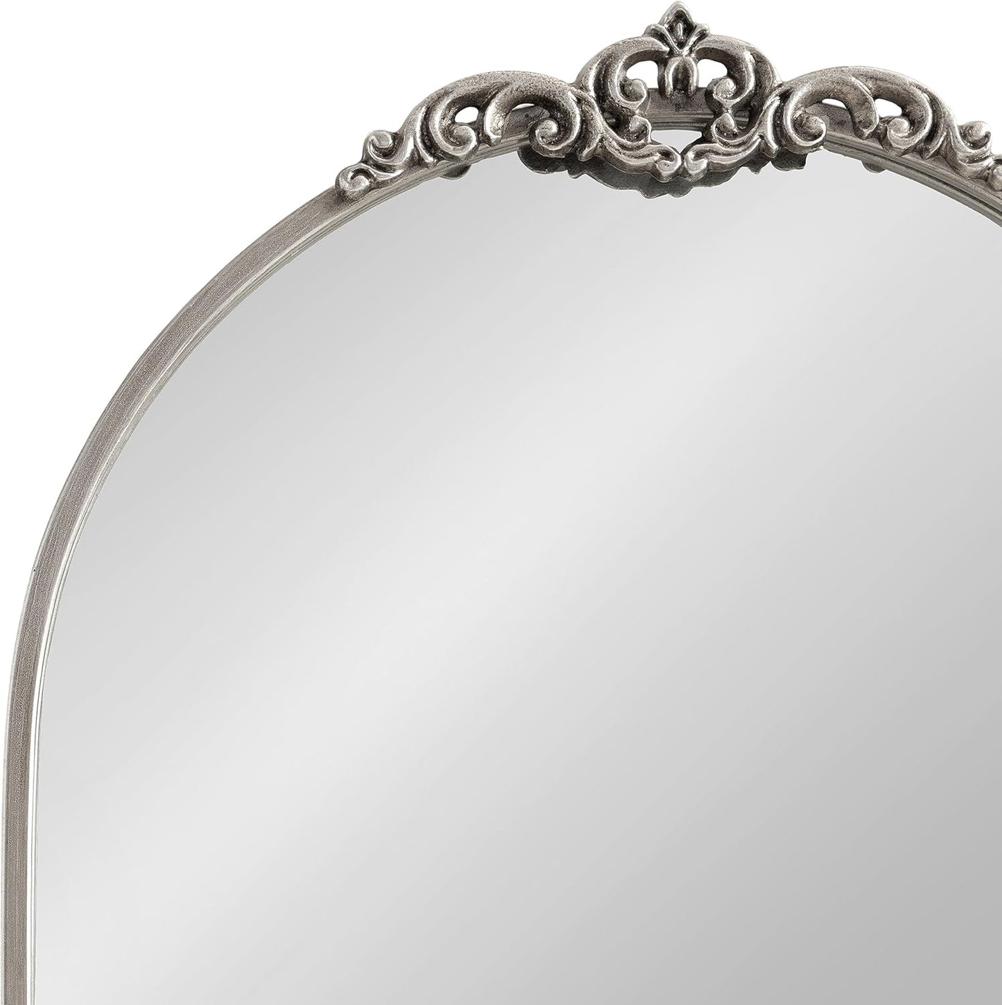 Kate and Laurel Myrcelle Traditional Arched Mirror; 21 x 26; Antique Silver; Decorative Arch Mirror with Ornate Garland Detailing Along The Crown and Edges of The Frame