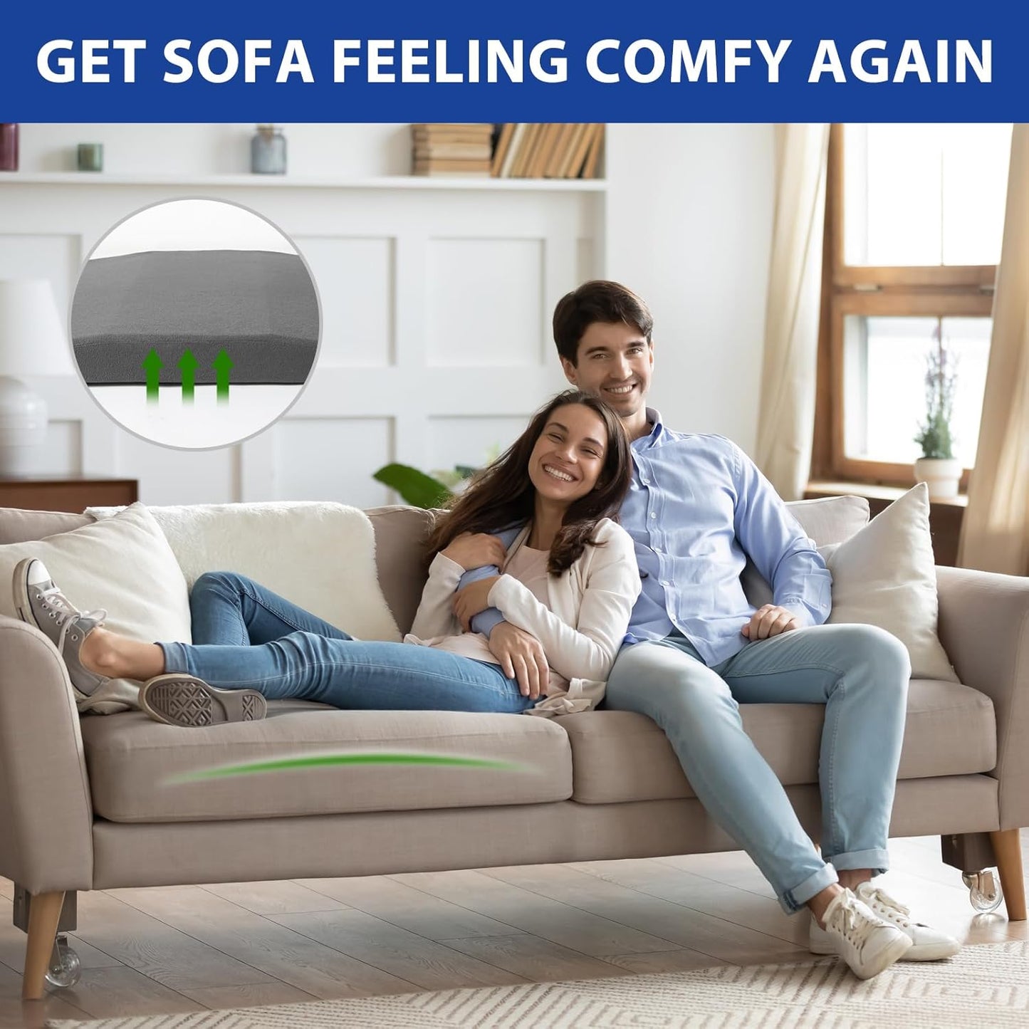 Sofa Couch Cushion Support for Sagging Seats, Trapezoidal 20" x 20" High Density Foam Replacement for Sofa Furniture Seats, Set of 3