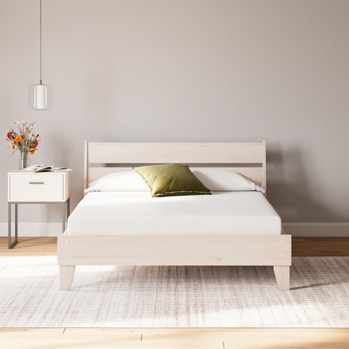 Signature Design by Ashley Queen Size 8 Inch Medium Firm Charcoal Gel & Green Tea Infused Memory Foam Mattress for Pressure Relief, Fiberglass Free, Mattress In A Box