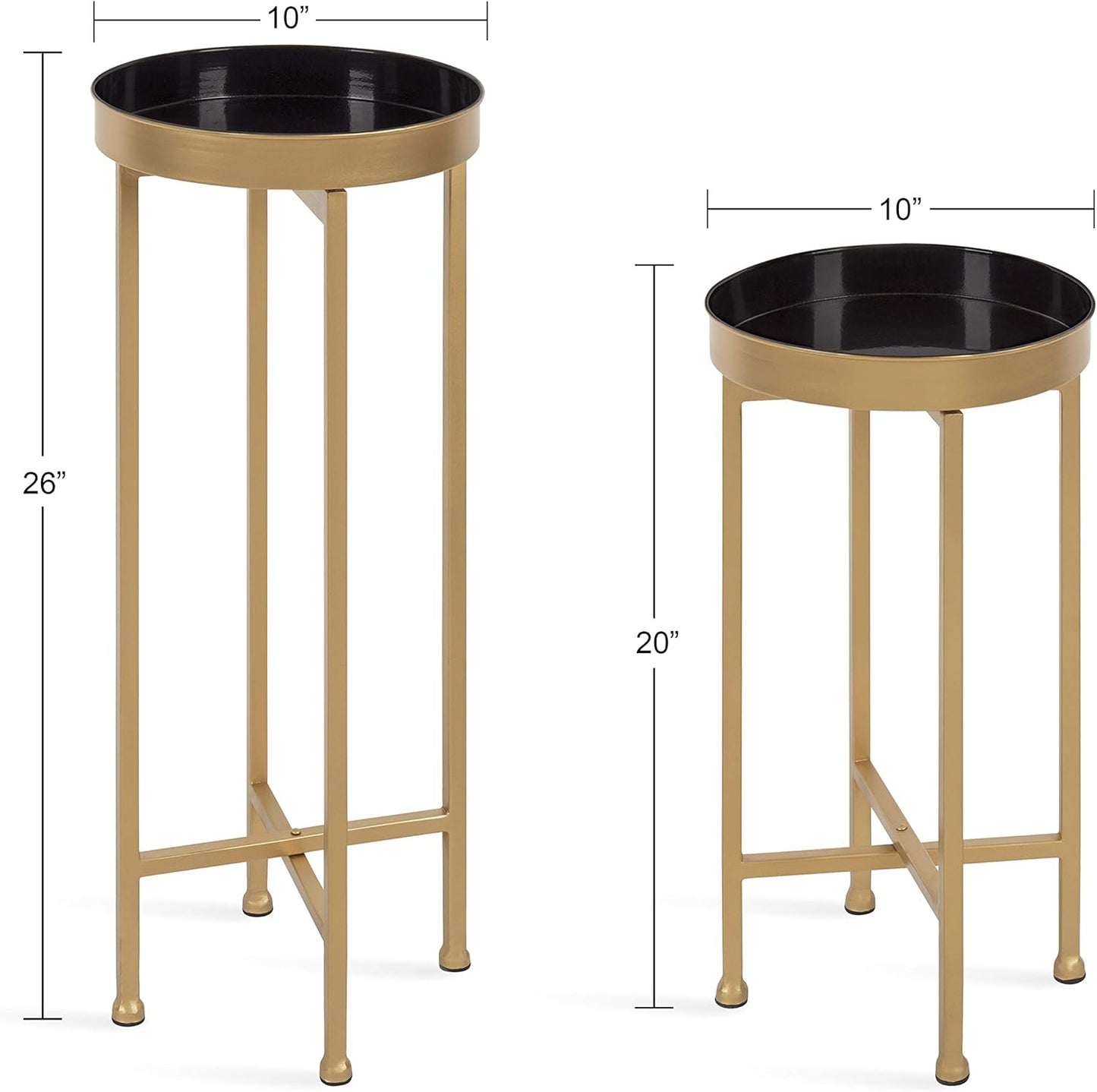 Kate and Laurel Celia Side Tables, Set of 2, Gold and Black, Decorative Modern Glam End Table