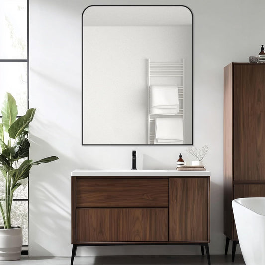 Bathroom Mirror, Wall Mirrors, Black Metal Framed Wall-Mounted Mirrors, Bathroom Vanity Mirror for Over Sink, Living Room, Bedroom, Entryway, 30x40 Inch, Black