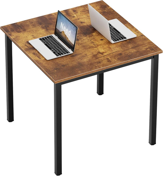 Need Small Square Dining Table- 31-1/2'' Sturdy and Heavy Duty Writing Desk for Small Spaces and Writing Table Desk Breakroom Table, Rustic Brown