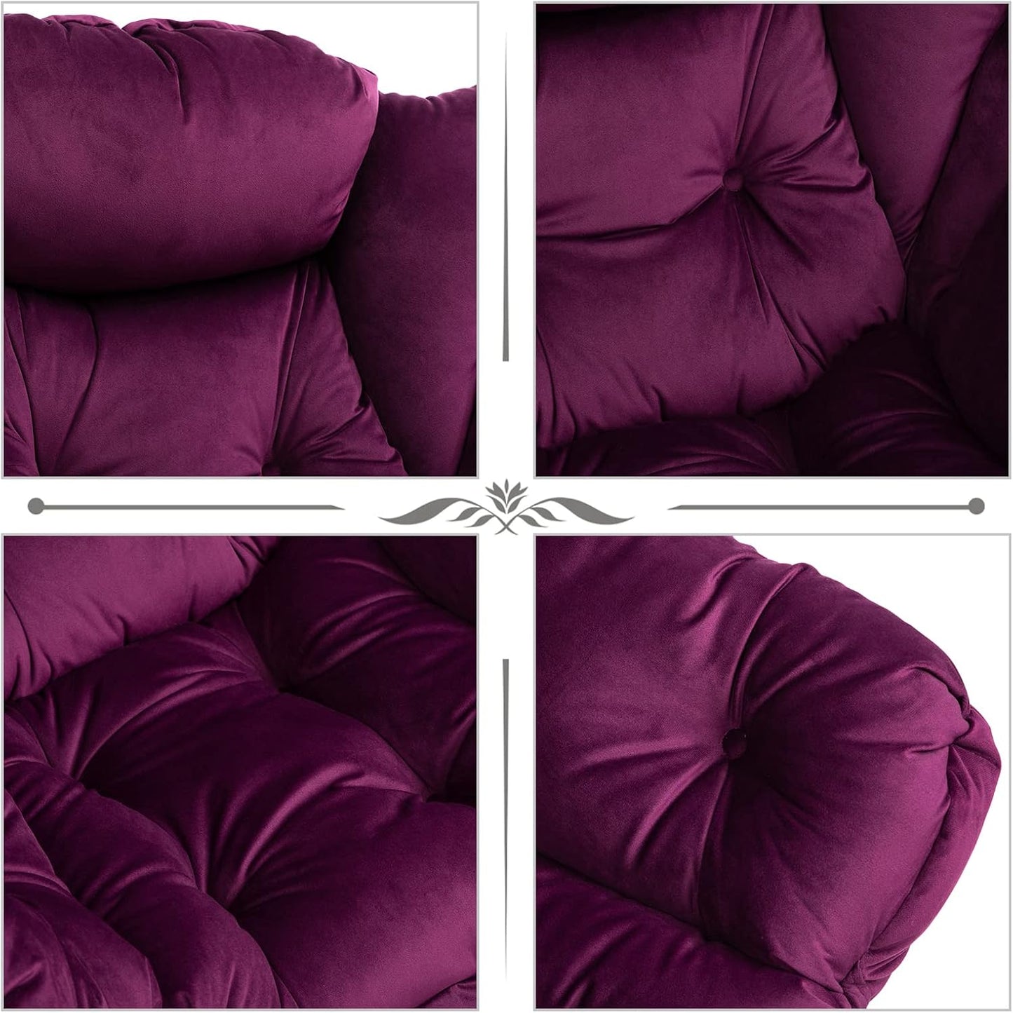HollyHOME Fabric Large Lazy Chair, Accent Reading Chair, Cozy Lounge Chair with Armrest, Leisure Sofa Chair for Living Room, Bedroom, Dorm, Purple