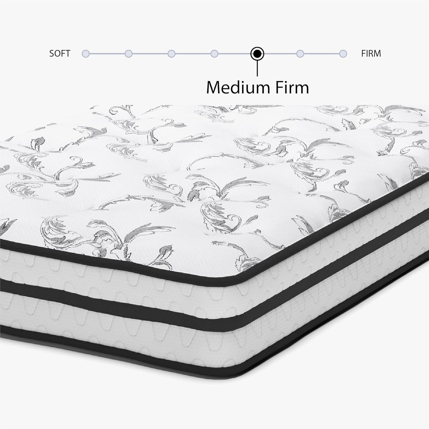 Signature Design by Ashley Twin Size Chime 8 Inch Medium Firm Innerspring Mattress with Pressure Relief Quilt Foam, Fiberglass Free, Mattress In A Box