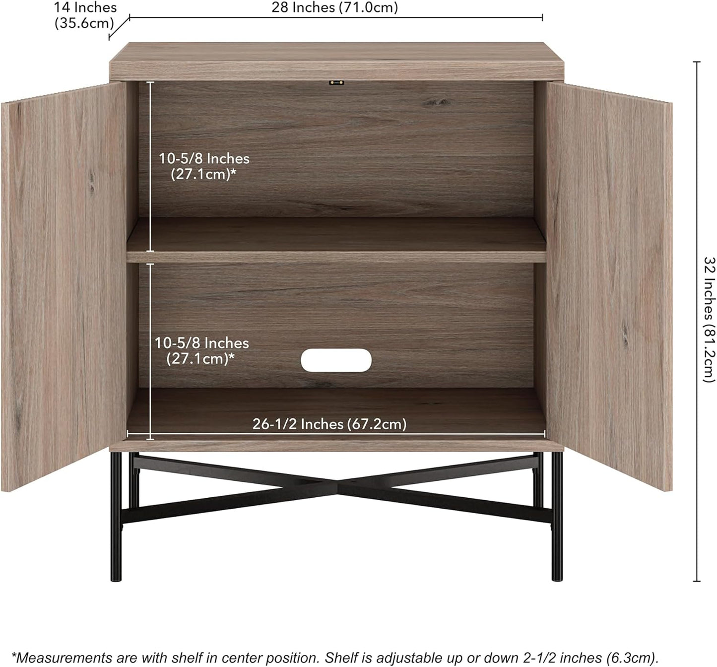 Henn&Hart 28" Wide Rectangular Accent Cabinet in Antiqued Gray Oak, for Home, Living Room, Bedroom, Entertainment Room, Office