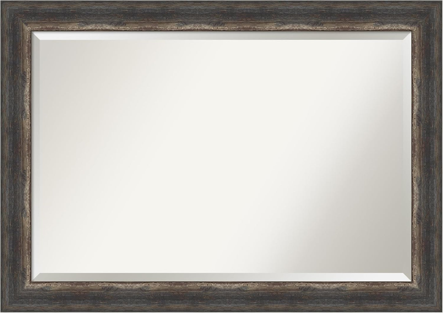 Amanti Art Brown Wall Mirror 29x41 Bark Rustic Char Rectangle Bathroom Mirror for Wall Decor Living Room, Large Rustic Farmhouse Frame, Hangs Horizonally and Vertically, Bathroom Decor, Beveled Edge