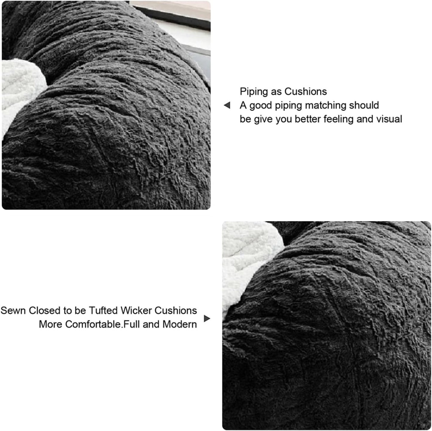 Bean Bag Chair for Adults Kids Without Filling Comfy Fluffy Giant Round Beanbag Lazy Sofa Cover for Reading Chair Floor Chair, 6FT, Dark Grey