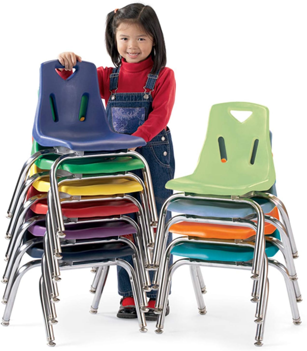 Jonti-Craft Berries 8148JC1114 Stacking Chair with Chrome-Plated Legs, 18" Height, Orange