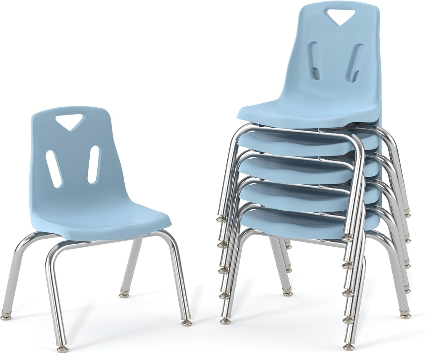 Berries Jonti-Craft 8144JC6131 Stacking Chairs with Chrome-Plated Legs, 14" Height, Coastal Blue, Pack of 6