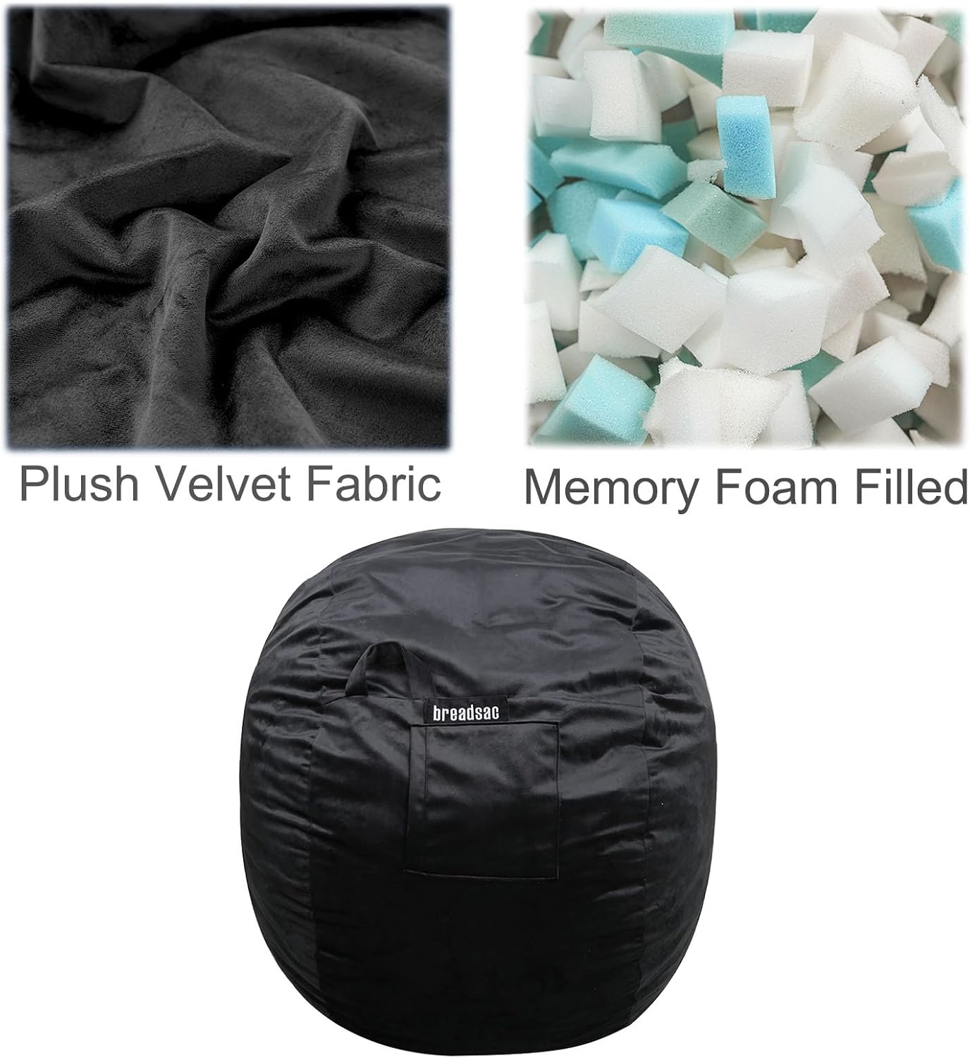 Bean Bag Chairs, Memory Foam Stuffing Bean Bag Chair for Adults/Teens/Kids, Velvet Lazy Sofa Furniture with Removable High-Rebound Memory Foam for Living Room Bedroom College Dorm