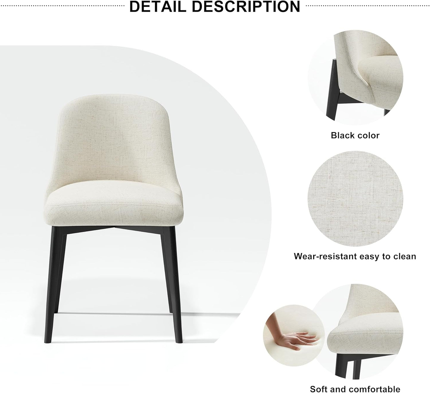 Casaphoria Kitchen Table Set with 2 Chairs, 45" Round Dining Kitchen Table & Chairs Set for 4-6, Wood Modern Dining Table for Living Room, Easy Assembly, Black