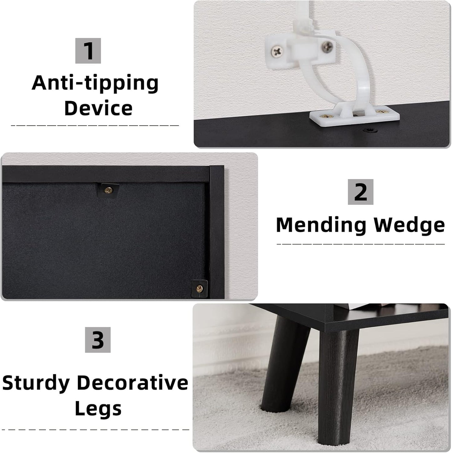 YAHARBO 8 Cube Bookshelf,3 Tier Bookcase with Legs,Black Mid-Century Modern Bookshelves,Large Free Standing Open Storage Organizer Shelf,Tall Wooden Book Case Furniture for Bedroom,Living Room,Office