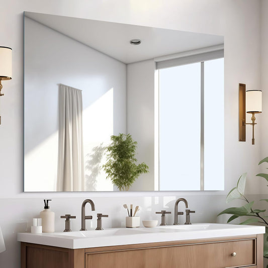Frameless Mirror, 40x48 Inch Large Bathroom Mirrors for Wall Over Sink, Upgraded Shatterproof Vanity Mirror with Polished Edge for Bathroom,Bedroom,Living Room and Entryway