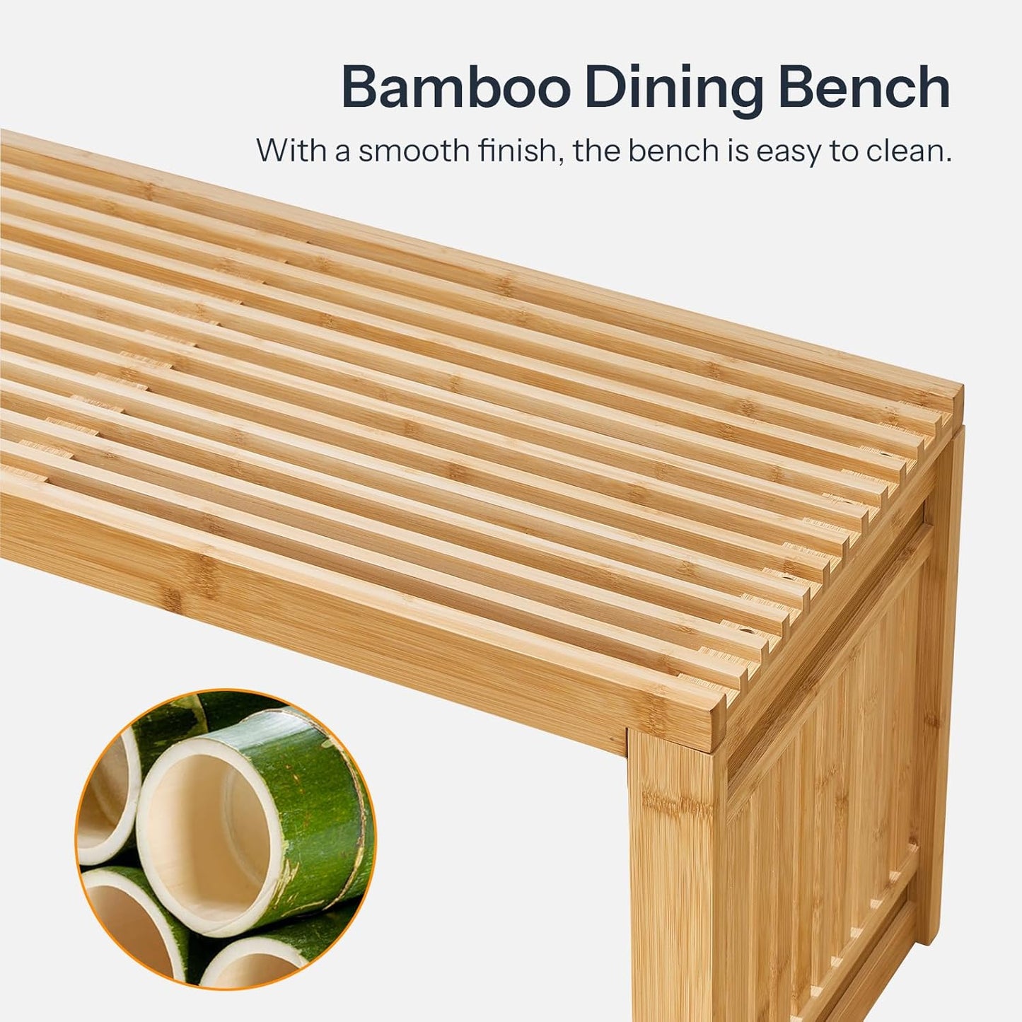 HOOBRO Dining Bench, 35 inch Bamboo Entryway Bench, Farmhouse Kitchen Table Bench, Outdoor Bench, Solid Bamboo Dining Room Benches for Kitchen, Living Room, Hallway, Bedroom, Natural YL16CD01