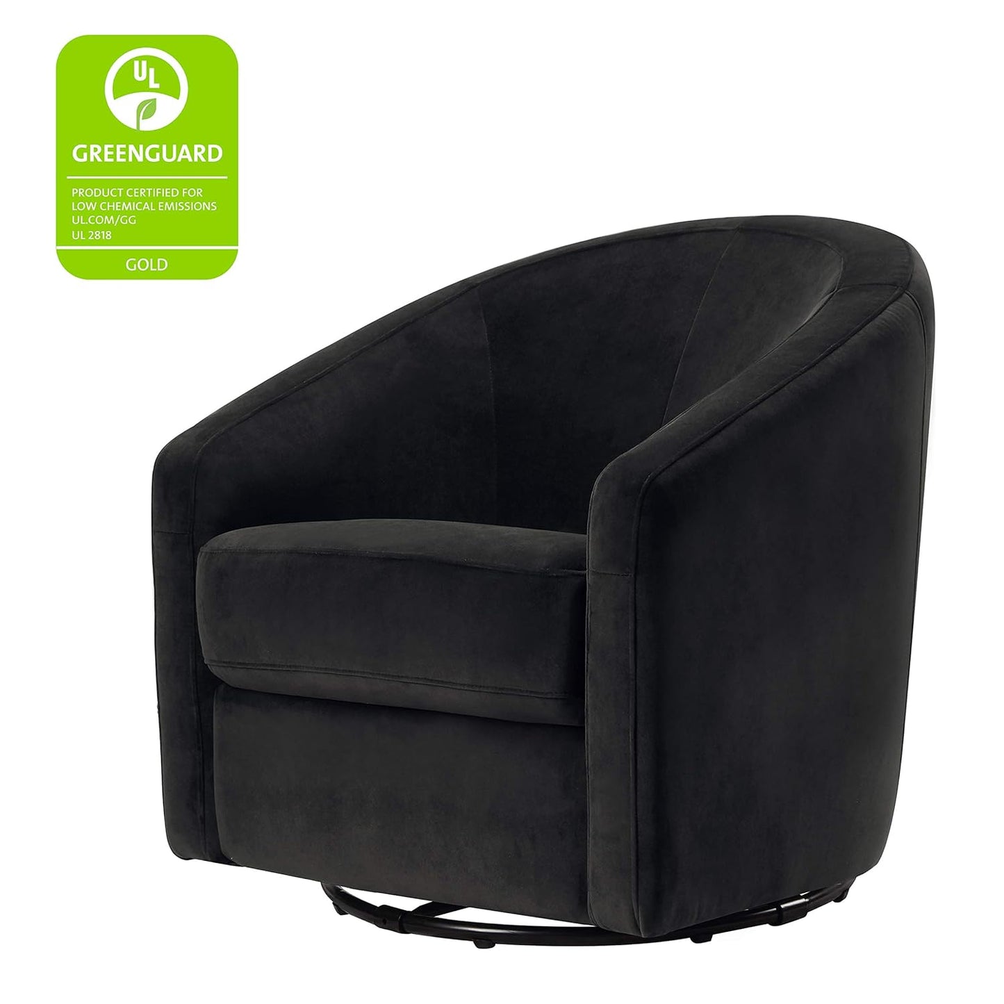 babyletto Madison Swivel Glider in Black Velvet, Greenguard Gold and CertiPUR-US Certified, 61.6 lb