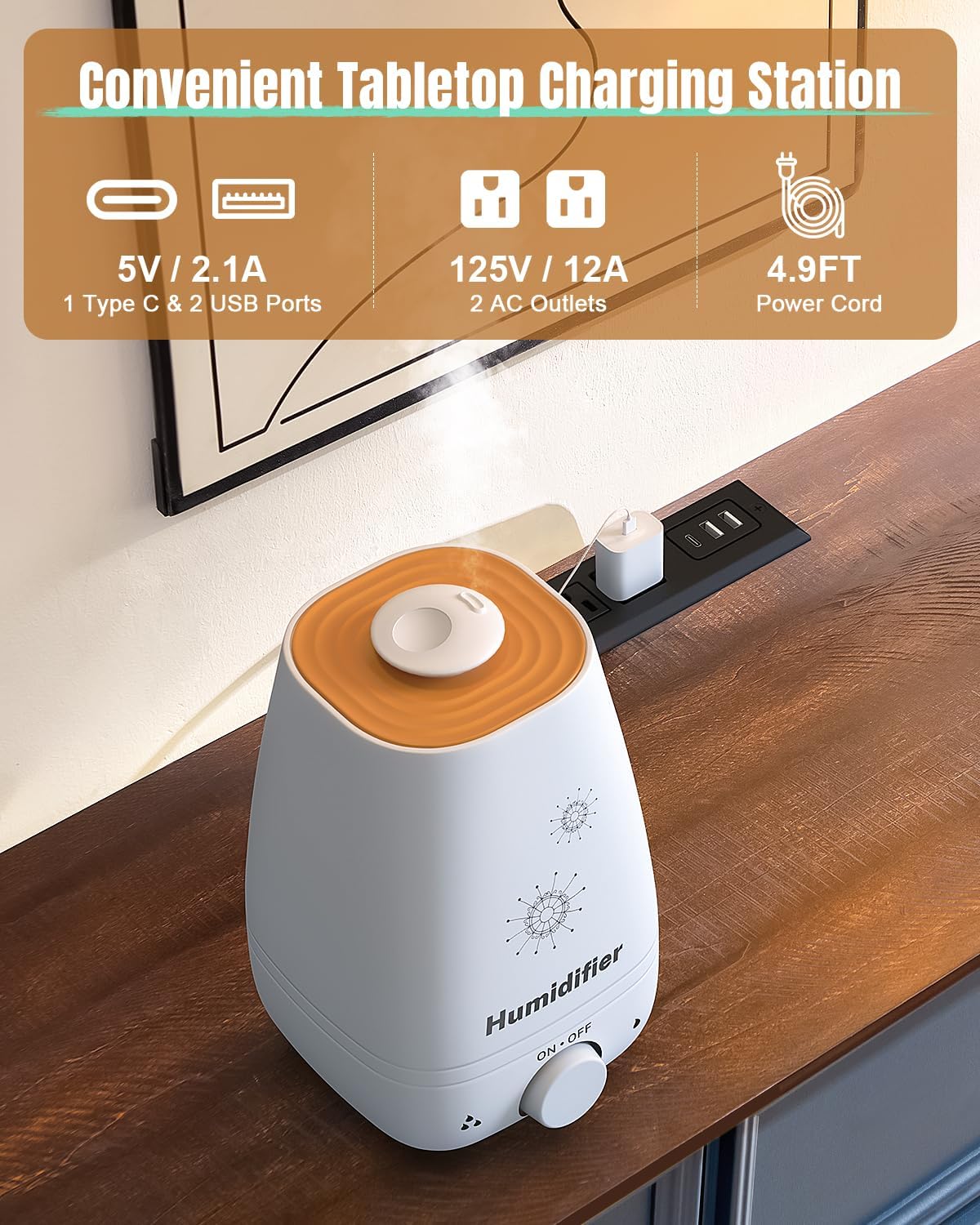 Farmhouse 8 Drawers Dresser for Bedroom with Charging Station, 54" Wide Wood Country Rustic Storage Dressers Organizer, Vintage Design Chest of Drawers TV Stand for Bedroom, Living Room