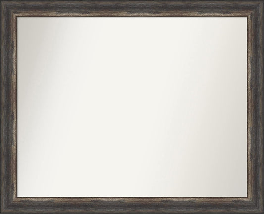 Amanti Art Brown Bathroom Mirror for Over Sink, 27x33 Bark Rustic Char Rectangle Vanity Mirror, Large Country Rustic Frame, Hangs Horizonally and Vertically, Bathroom Wall Decor, Non-Beveled Edge