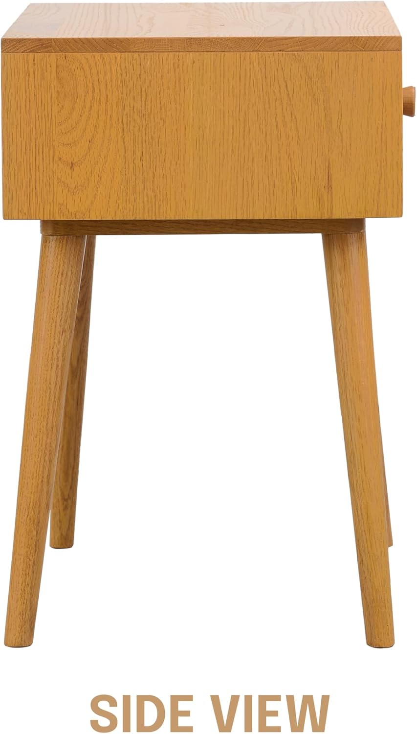 NTC Solid Oak Lux Nightstand with Drawer, Mid Century Modern Side Table Bedroom, Bedside Furniture, Night Stand, End Table, Easy Assembly - Rustic Oak
