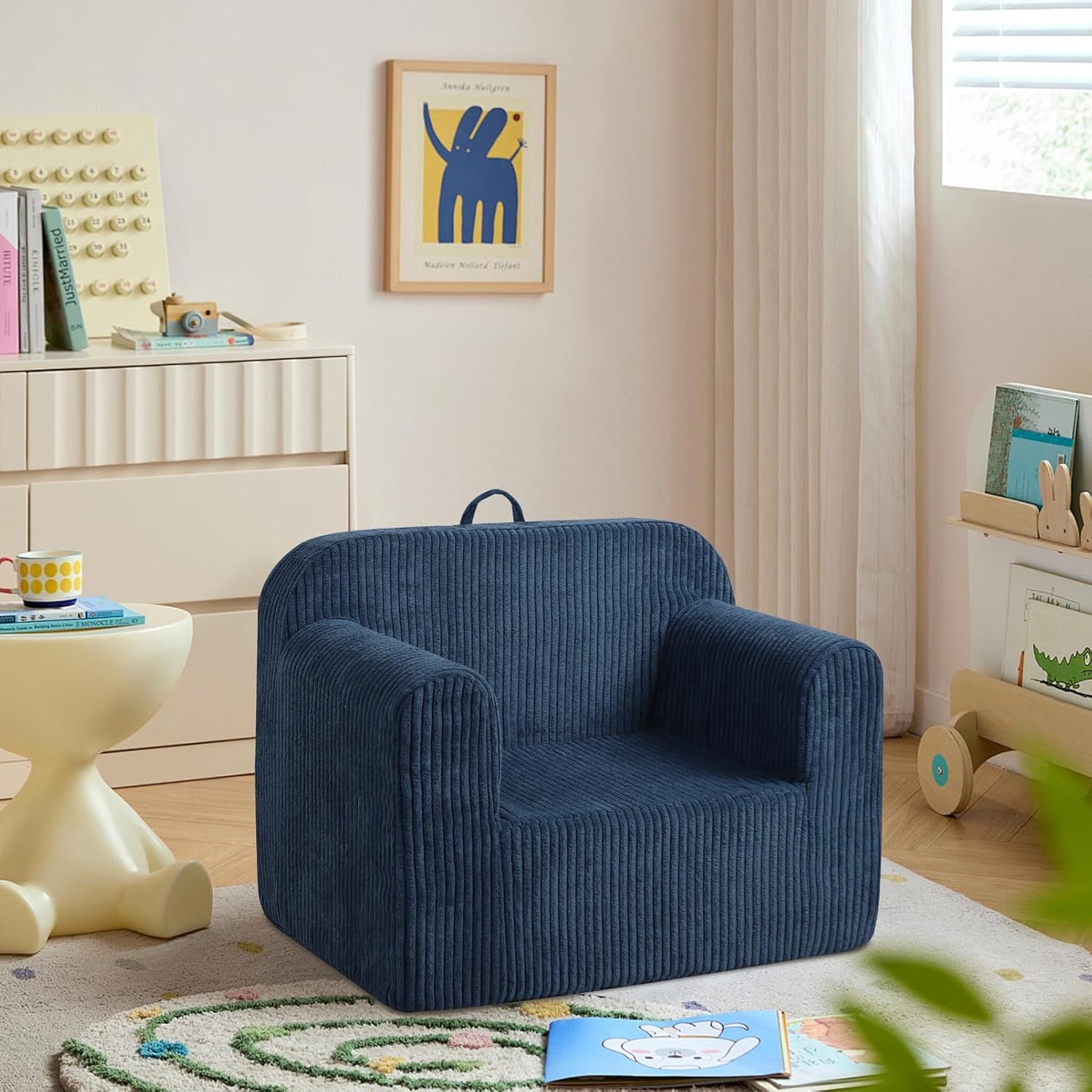 Getifun Foam Kids Sofa, Comfy Toddler Couch, Soft Toddler Armchair for Boys and Girls (Blue)