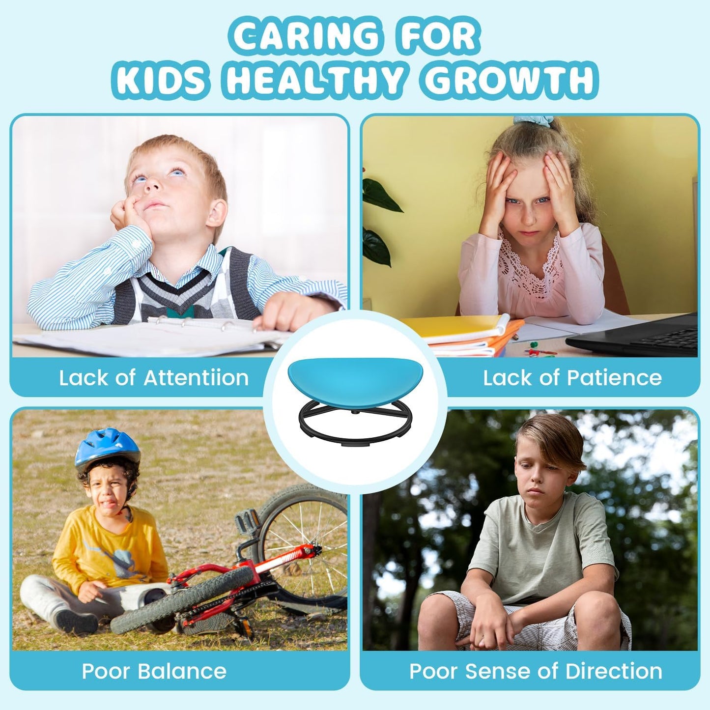 Spinning Chair for Autistic Kids, Sensory Chair for Autistic Children, Training Body Coordination, No Assembly Required, Sensory Swivel Chairs for Kids with Non-Slip Design