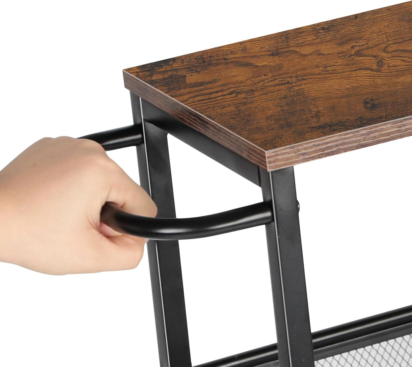 MOOACE Slim Storage Cart, 5 Tier Kitchen Rolling Carts with Wheels, Metal Narrow Cart Utility Cart Mobile Shelving Unit for Bathroom Organizer Kitchen Office Laundry Room, Brown