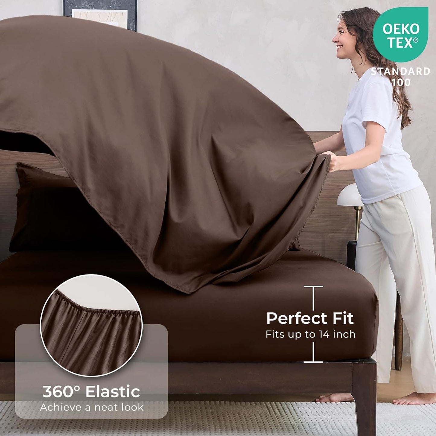 HEVUMYI Brown Twin Comforter Set - 5-Piece All Season Bed in a Bag Twin, Ultra Soft Bedding Set with Comforter, Flat Sheet, Fitted Sheet, Pillowcases, Pillow Shams