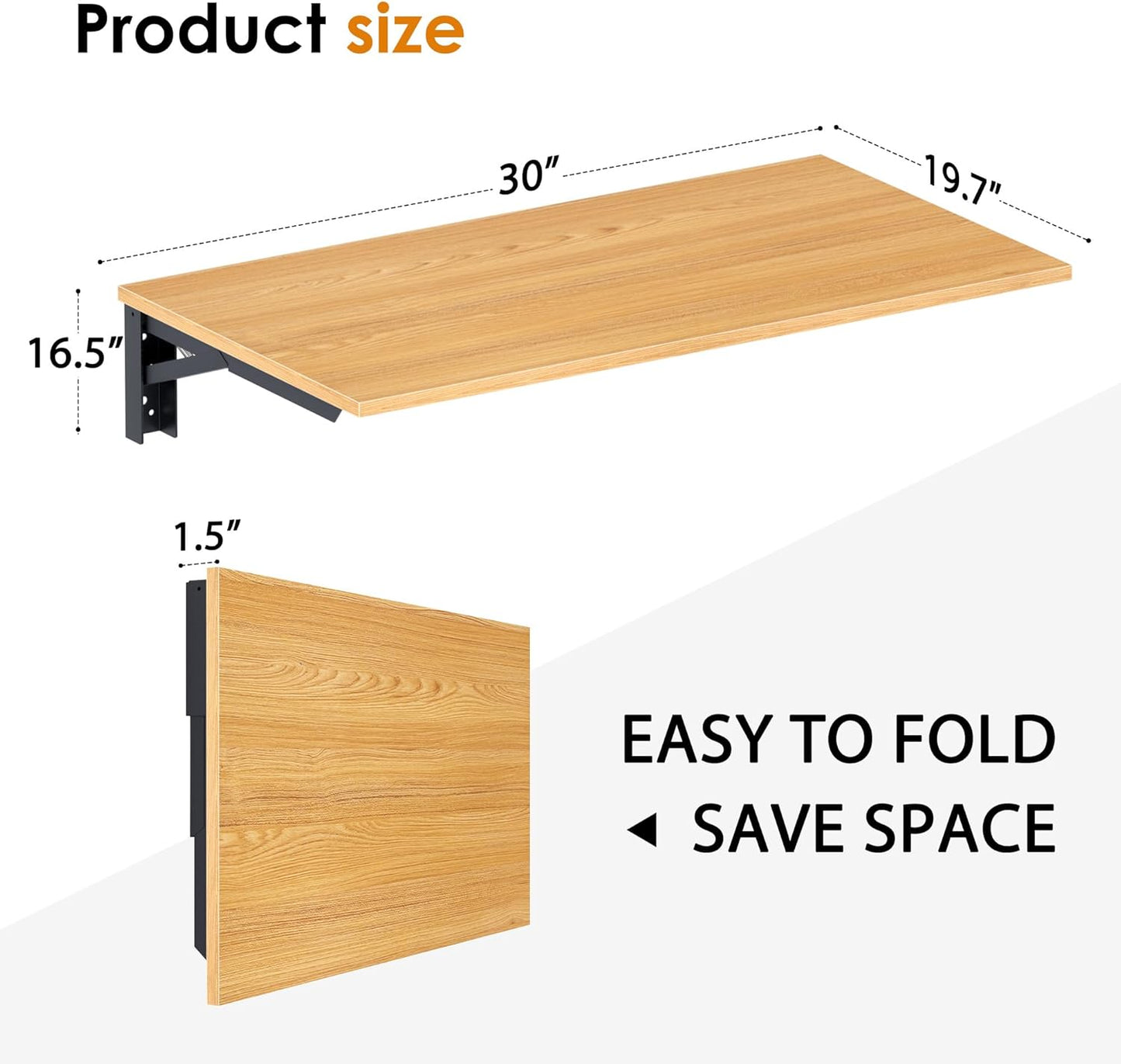 Need Small Fold Down Table Wall Mounted Heavy Duty Small Folding Wall Table Length 30 inches Width 20 inches Perfect Addition to Laundry Room/Home Bar/Kitchen & Dining Room AC15BB(7650)