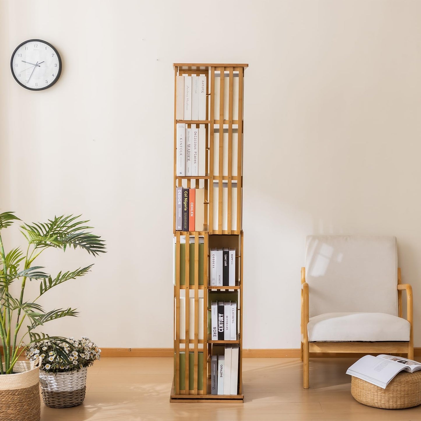 6 Tier Book Shelf,Modern Bookshelves Organizer,Brown