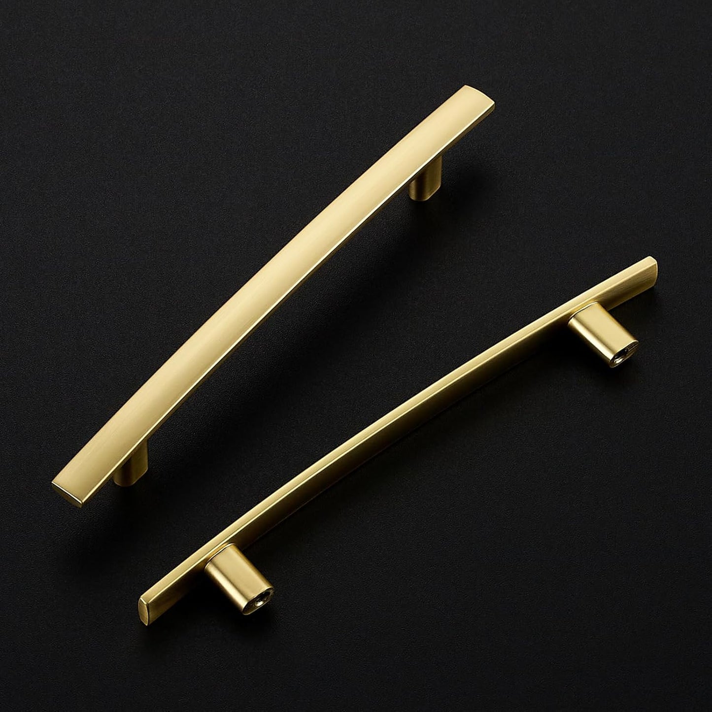 25 Pack Cabinet Handles 5" Hole Center - Curved Cabinet Pulls Brushed Brass Drawer Pulls for Kitchen Cupboard Solid Handles for Dresser Drawer Arch Closet Hardware