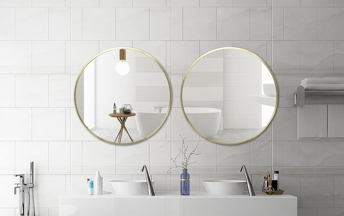 FrameWorks 24" Deluxe Contemporary Brass Gold Circular Aluminum Mirror