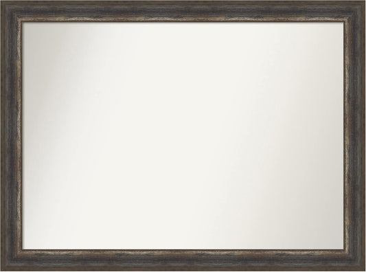 Amanti Art Brown Bathroom Mirror for Over Sink, 32x43 Alta Medium Brown Rectangle Vanity Mirror, X-Large Country Rustic Frame, Hangs Horizonally and Vertically, Bathroom Wall Decor, Non-Beveled Edge