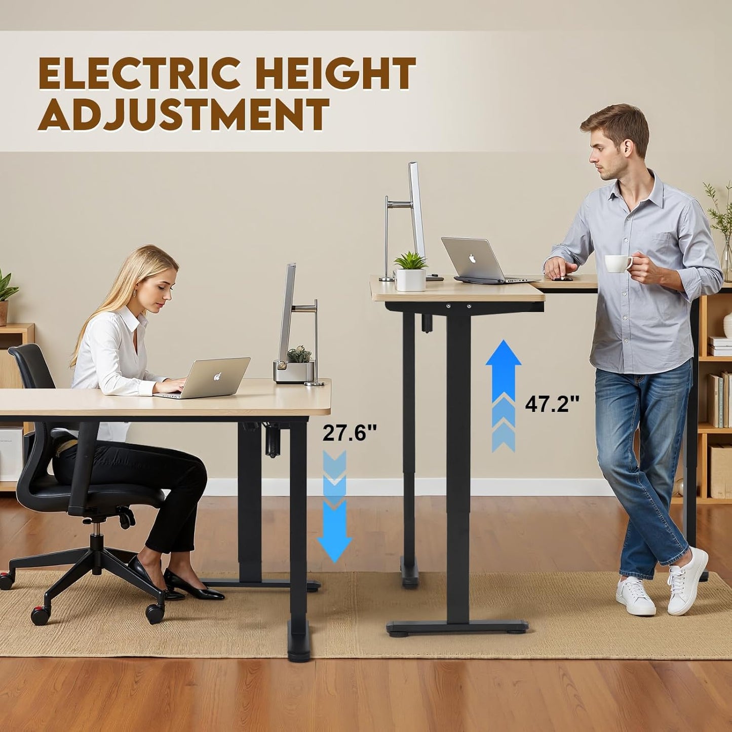 TOPSKY Electric L-Shaped Desk Frame, Height Adjustable, Dual Motor, 270lbs, Black Standing/Sitting 3-Leg Base for Home & Office, DF03.02 (Frame Only)