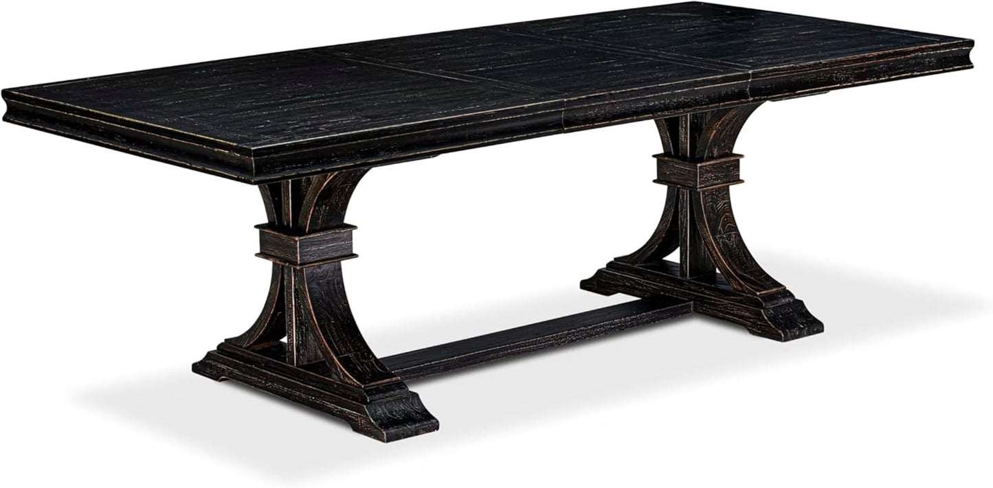 LECY9-SBB-33 9-Piece Modern Dining Table Set Consists of a Dining Table and 8 Brown Textured Polyester Fabric Dinner Chairs with High Back - Sand Blasting Black Finish